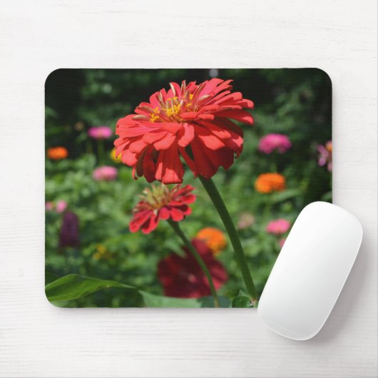 Eleganter Blumengarten in Rot-Orange Mousepad (Mit Mouse)