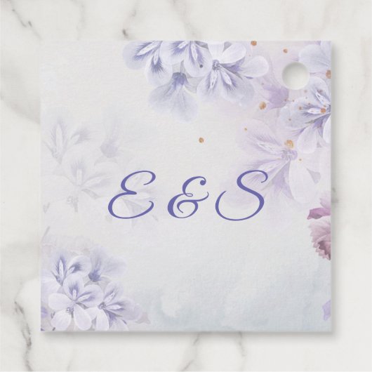 Eleganter Blumengarten lila Boho Initialen Geschenkanhänger (Rückseite)