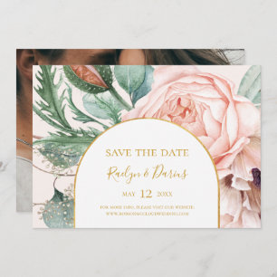 Eleganter Blumengarten Pastel Foto Horizontal Gere Save The Date