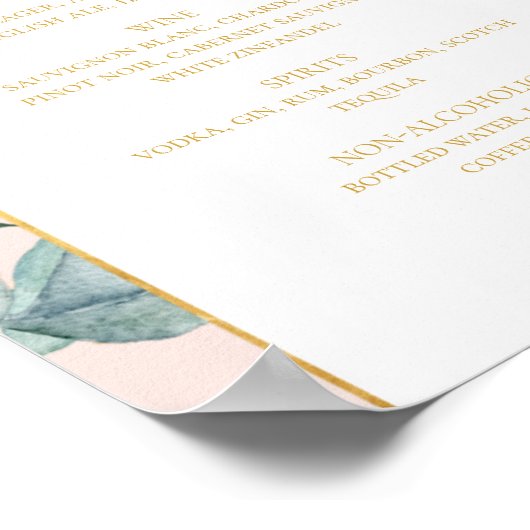 Eleganter Blumengarten | Pastel Wedding Drinks Men Poster (Ecke)