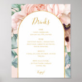 Eleganter Blumengarten | Pastel Wedding Drinks Men Poster (Vorne)
