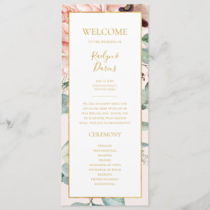 Eleganter Blumengarten Pastel Wedding Programm