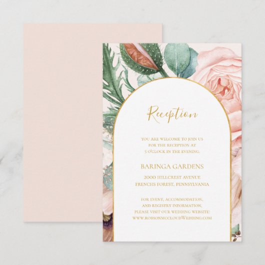 Eleganter Blumengarten | Pastelhochzeit Begleitkarte (Vorne/Hinten)
