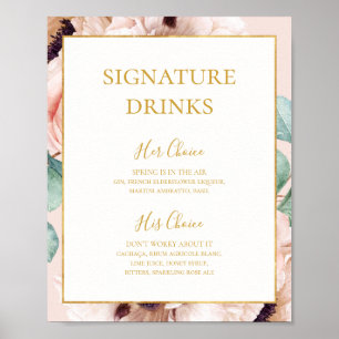 Eleganter Blumengarten Pastellfarbene Signature- Poster