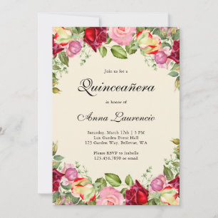 Eleganter Blumengarten Quinceañera Einladung