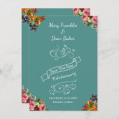 Eleganter Blumengarten Save The Date (Vorne/Hinten)