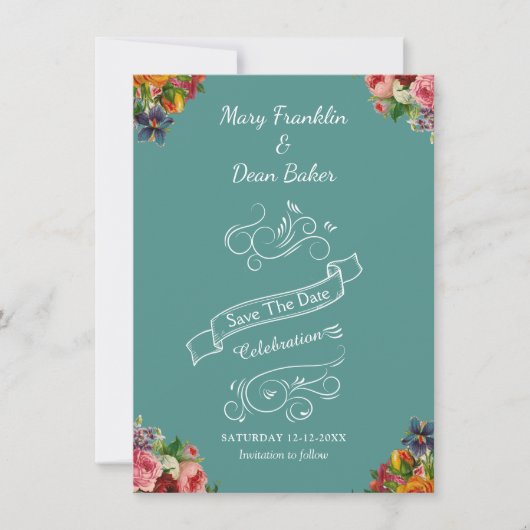 Eleganter Blumengarten Save The Date (Vorderseite)