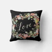 Eleganter Blumengarten Schöne Liebe Schwarzes Kiss Kissen (Rückseite)
