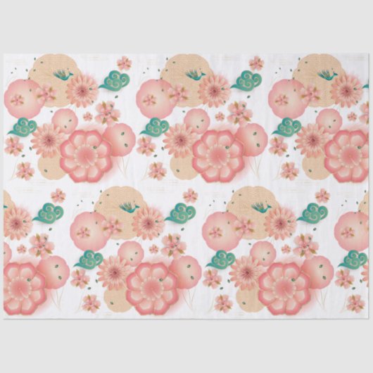 Eleganter Blumengarten Seidenpapier (Vorderseite)