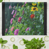 Eleganter Blumengarten Sonnenblumen Zinnia Mums Geschirrtuch (Gefaltet)