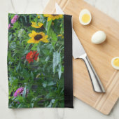 Eleganter Blumengarten Sonnenblumen Zinnia Mums Geschirrtuch (Viertel Falte)