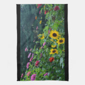 Eleganter Blumengarten Sonnenblumen Zinnia Mums Geschirrtuch (Vertikal)