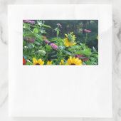 Eleganter Blumengarten Sonnenblumen Zinnia Mums Rechteckiger Aufkleber (Tasche)