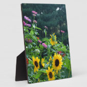 Eleganter Blumengarten Sonnenblumen zinnias daisis Fotoplatte (Seite)