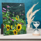 Eleganter Blumengarten Sonnenblumen zinnias daisis Fotoplatte (Seite)