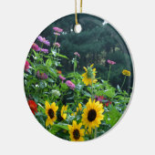 Eleganter Blumengarten Sonnenblumen zinnias daisis Keramik Ornament (Links)
