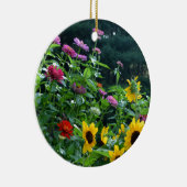 Eleganter Blumengarten Sonnenblumen zinnias daisis Keramik Ornament (Rechts)