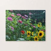 Eleganter Blumengarten Sonnenblumen zinnias daisis Puzzle (Horizontal)
