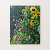 Eleganter Blumengarten Sonnenblumen zinnias daisis Puzzle (Vertikal)