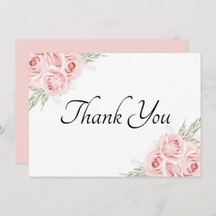Eleganter Blumengarten Wasserfarben Rosa    RoseVi Dankeskarte