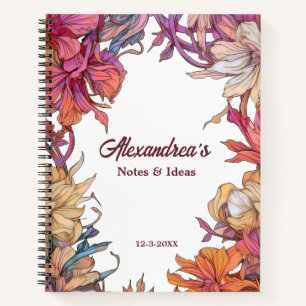 Eleganter Blumengarten Wasserfarbene Blume Notizblock