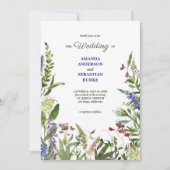 Eleganter Blumengarten Wilde Blume Hochzeit Einladung (Vorderseite)