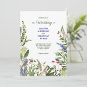 Eleganter Blumengarten Wilde Blume Hochzeit Einladung (Stehend Vorderseite)