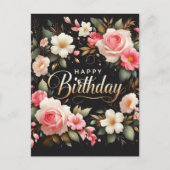 Eleganter Blumengeburtstag Postkarte (Vorderseite)