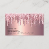 Eleganter, blumengeschmückter Glitzer Tropfen Visitenkarte (Rückseite)