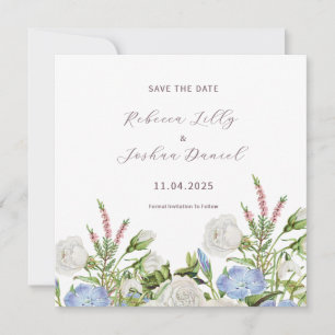 Eleganter, blumengeschmückter Save the Date Solomo Einladung