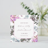 Eleganter, blumengeschmückter Save the Date Solomo Einladung (Stehend Vorderseite)