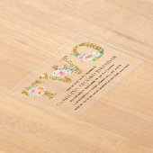 Eleganter Blumengold Glitzer 2. Geburtstag Acryleinladungen (Ablage )