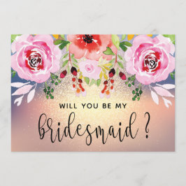 Eleganter Blumengold Glitzer ist meine Bridesmaid Einladung