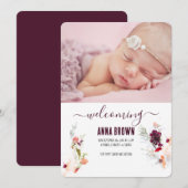 ELEGANTER BLUMENGRÜN, ORANGE, ROT & WEINBABY EINLADUNG (Vorne/Hinten)