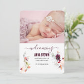 ELEGANTER BLUMENGRÜN, ORANGE, ROT & WEINBABY EINLADUNG (Stehend Vorderseite)