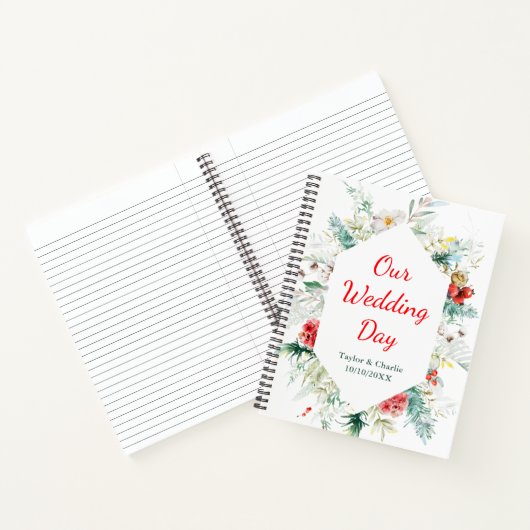 Eleganter Blumengrün Winter Hochzeitsplaner Notizblock (Innenseite)