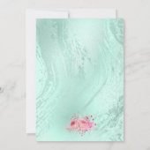 Eleganter blumengrüner Glitzer 16 . Geburtstag Einladung (Rückseite)