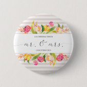 Eleganter Blumenherr-u. Frau-Wedding | Button (Vorderseite)