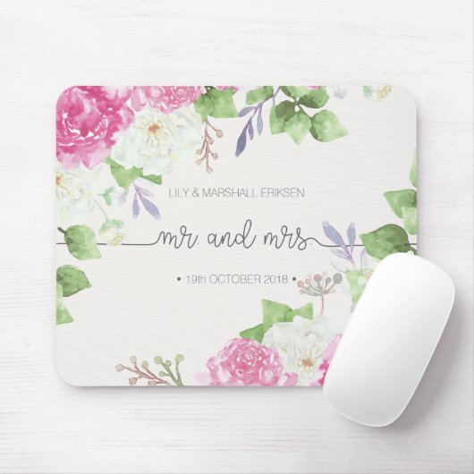 Eleganter Blumenherr u. Frau Wedding | Mousepad (Mit Mouse)