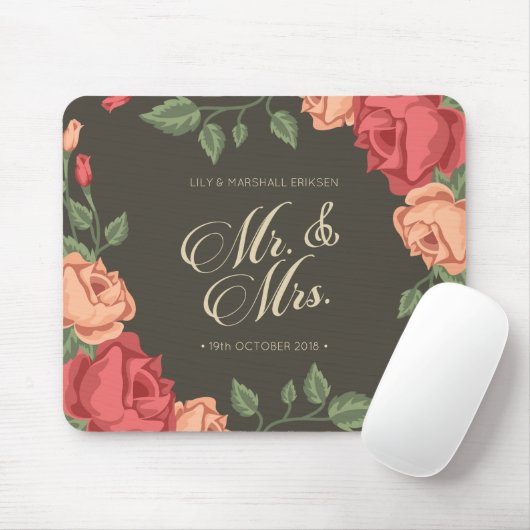 Eleganter Blumenherr u. Frau Wedding | Mousepad (Mit Mouse)