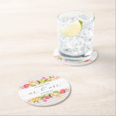 Eleganter Blumenherr-u. Frau-Wedding | Runder Pappuntersetzer (Vor Ort)