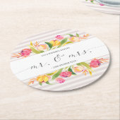 Eleganter Blumenherr-u. Frau-Wedding | Runder Pappuntersetzer (Angewinkelt)