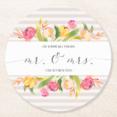 Eleganter Blumenherr-u. Frau-Wedding | Runder Pappuntersetzer (Vorderseite)