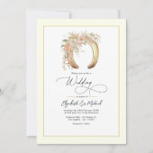 Eleganter Blumenhorseshoe-Western Hochzeitsstichta Einladung (Vorderseite)