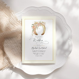 Eleganter Blumenhorseshoe-Western Hochzeitsstichta Einladung