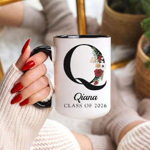 Eleganter Blumeninitialen-Personalisierter-Mug-Ges Tasse