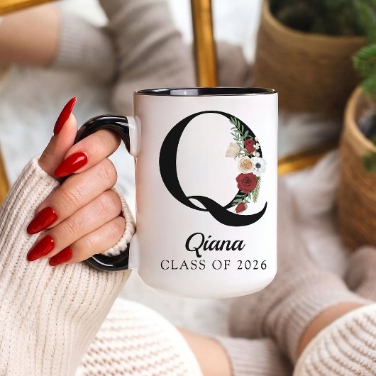 Eleganter Blumeninitialen-Personalisierter-Mug-Ges Tasse