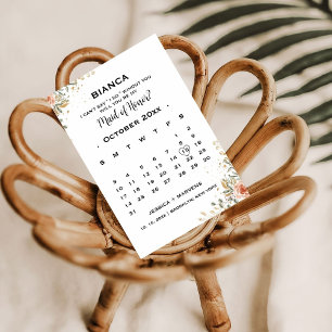 Eleganter Blumenkalender Brautjungfer Antrag  Einladung