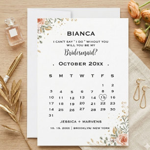Eleganter Blumenkalender Brautjungfer Vorschlag   Einladung