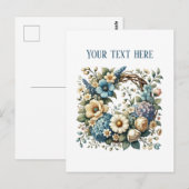 Eleganter Blumenkranz anpassbar Postkarte (Vorne/Hinten)